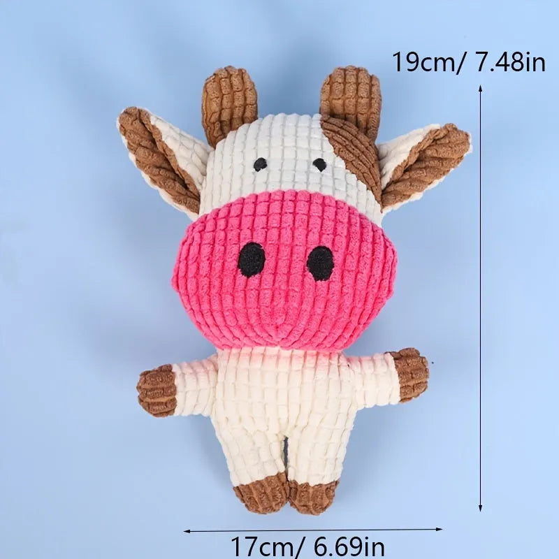 Animal shape plush squeaky dog chew toy in multiple colours for small and medium dogs