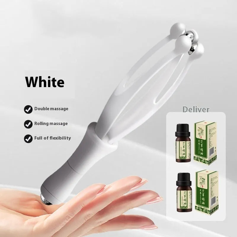 Blue and white PP plastic finger massager with electroplated steel ball rollers for hand joint therapy