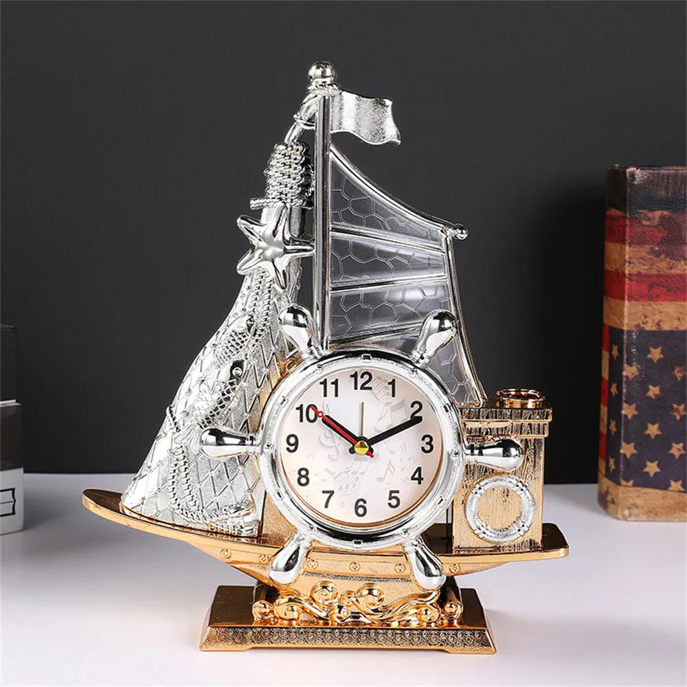 Creative gold or silver alarm clock for bedroom décor with plastic construction