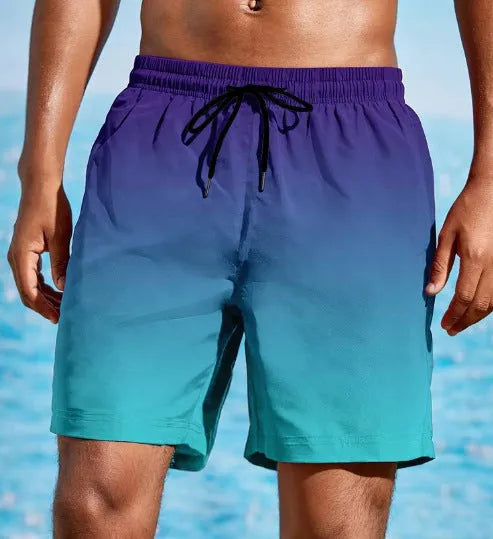 Men's gradient colour 3D digitally printed sport shorts in mesh fabric with elastic properties