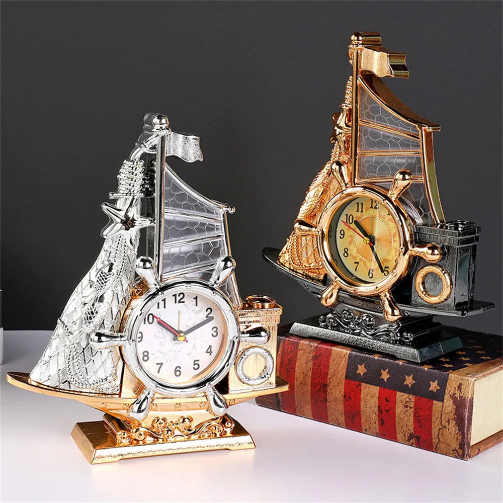 Creative gold or silver alarm clock for bedroom décor with plastic construction