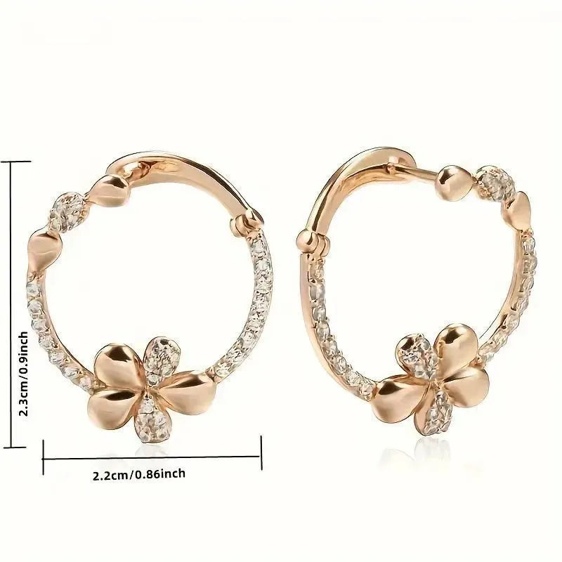 Women's geometric copper ring earrings with electroplated finish in circular design