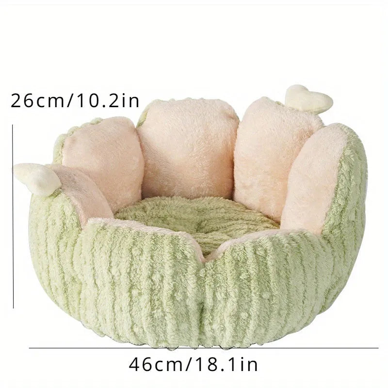 Green cactus print soft cat litter mat for pets next to a litter tray.