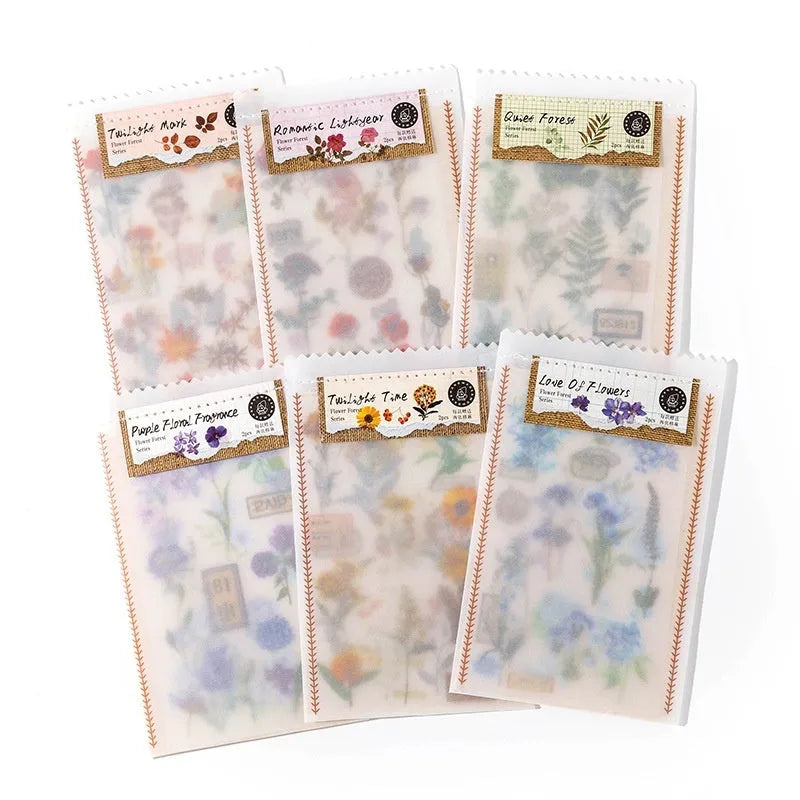 Huazhisen Series forest art label stickers on transfer paper, 85mm by 180mm