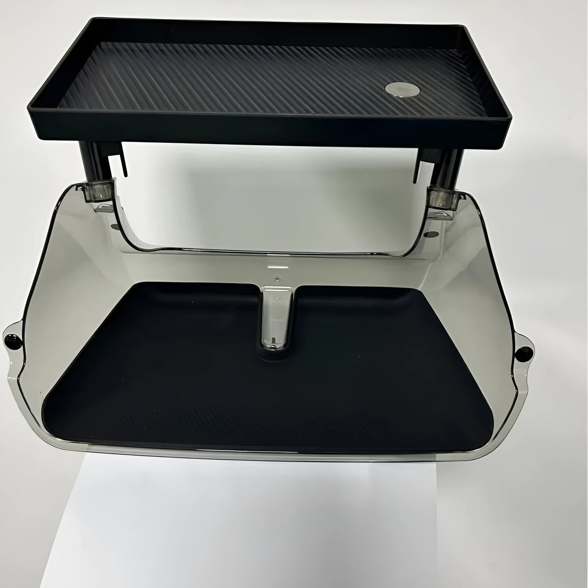 Black ABS plastic storage box for under the Tesla Model 3 and Y centre console screen.
