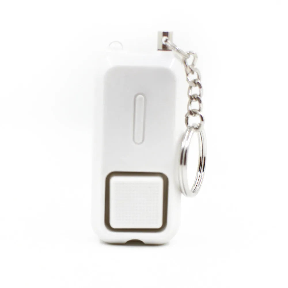 Compact personal safety alarm in pink, black, white, yellow or green with 130DB volume for women's protection
