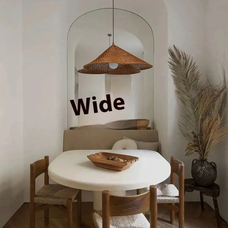 Silent Style natural rattan weave ceiling lamp showing open woven texture