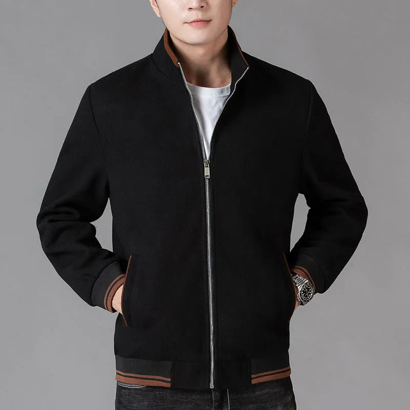 Men's gray fleece sports jacket with long sleeves and a chest pocket.