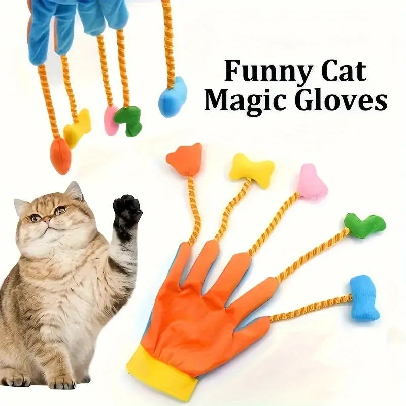 Blue and yellow plush cat toy with integrated bell measuring 40cm long