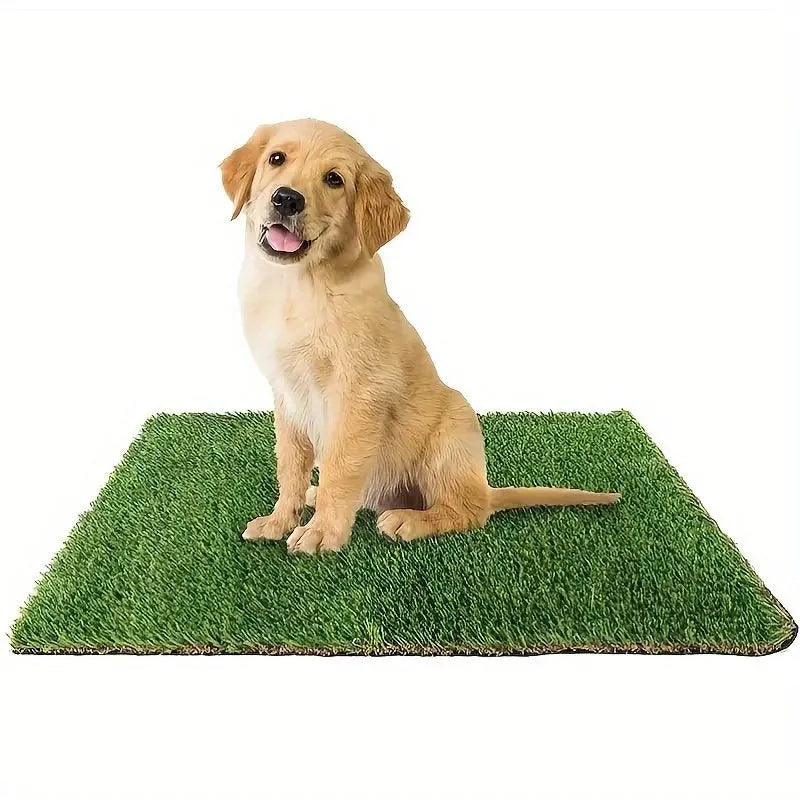Artificial grass dog toilet training mat with drainage holes and plastic base in three size options
