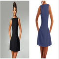 Women's slim-fitting backless sleeveless dress in a sling style with a high waist and short skirt.