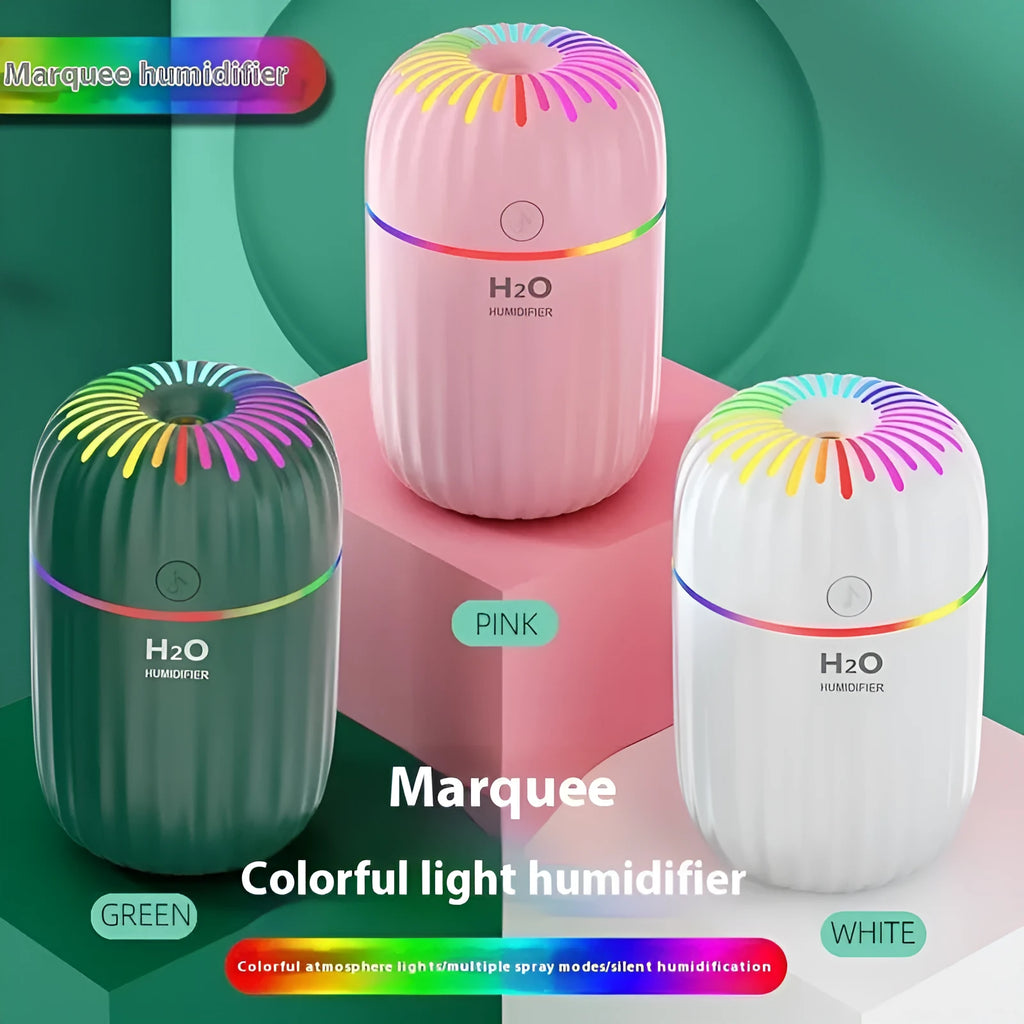 Mini animal-shaped USB humidifier and aromatherapy diffuser in green, pink, or white