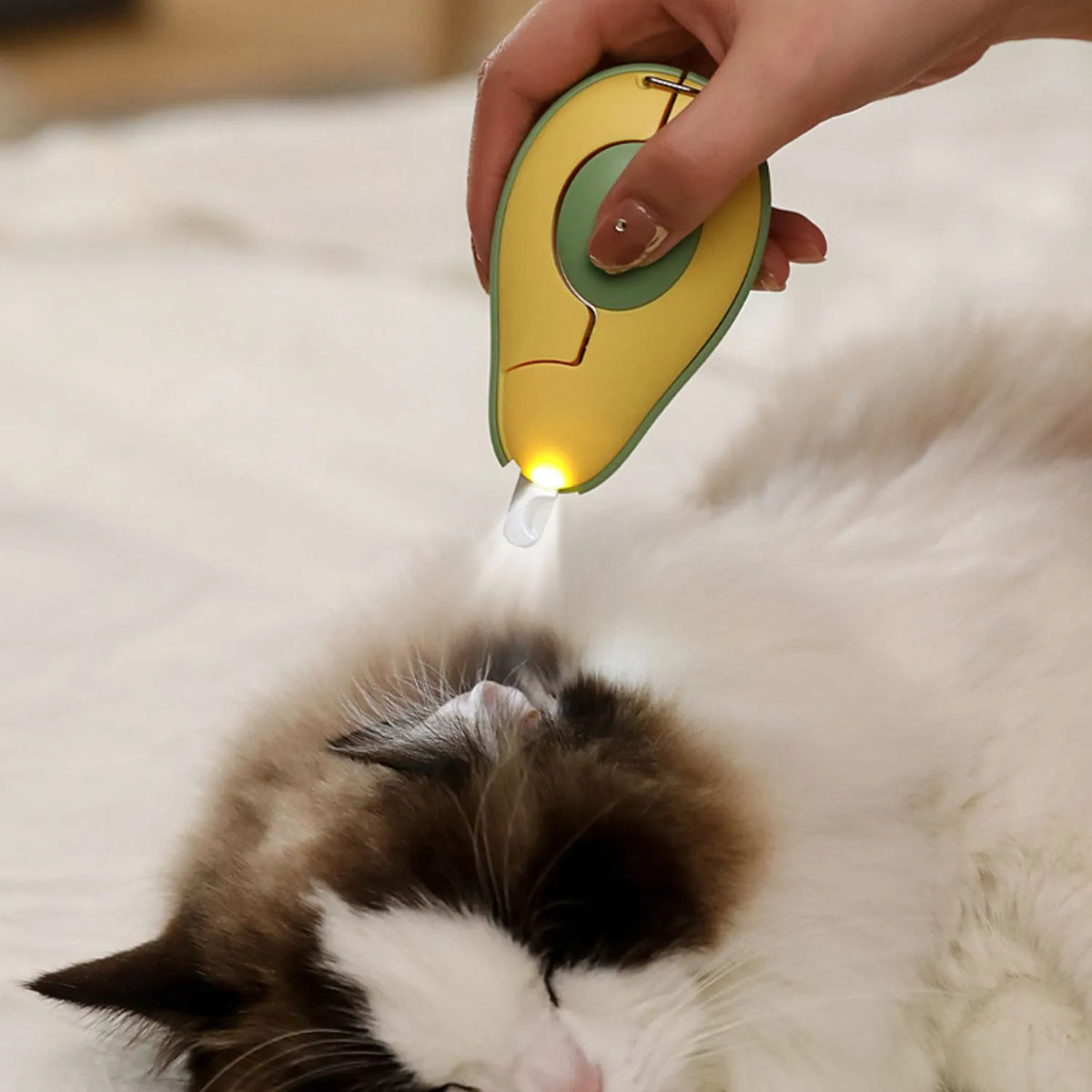 Professional LED pet nail clipper for small dogs and cats in green, pink, or white.