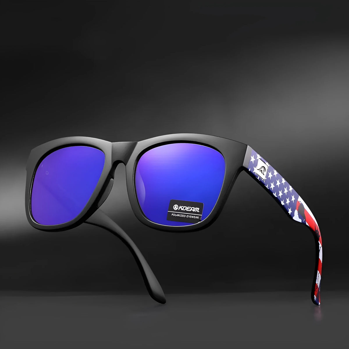 Polarised sunglasses with a polycarbonate frame and TAC lenses for outdoor UV protection.