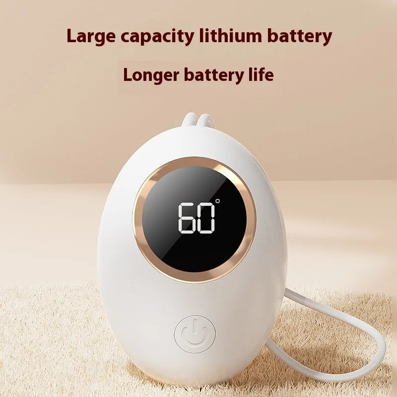 USB-powered hand warmer power bank with digital display showing aluminium heat dissipation surface in multiple colour options