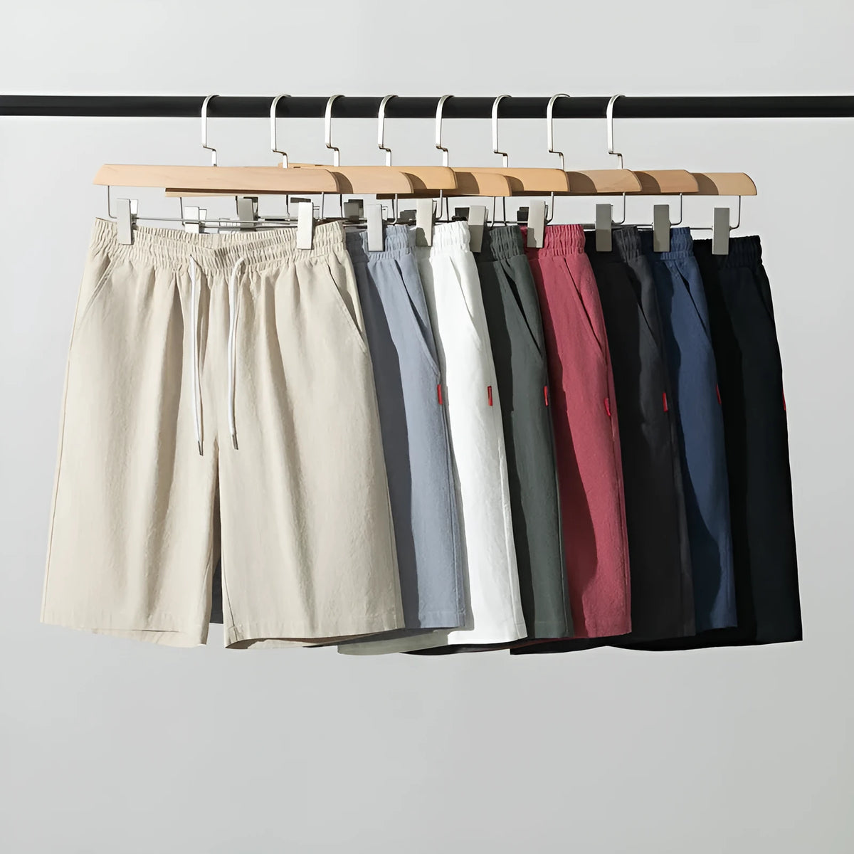 Chinese-style cotton-linen cropped trousers in Army Green with drawstring waist and fifth pants length