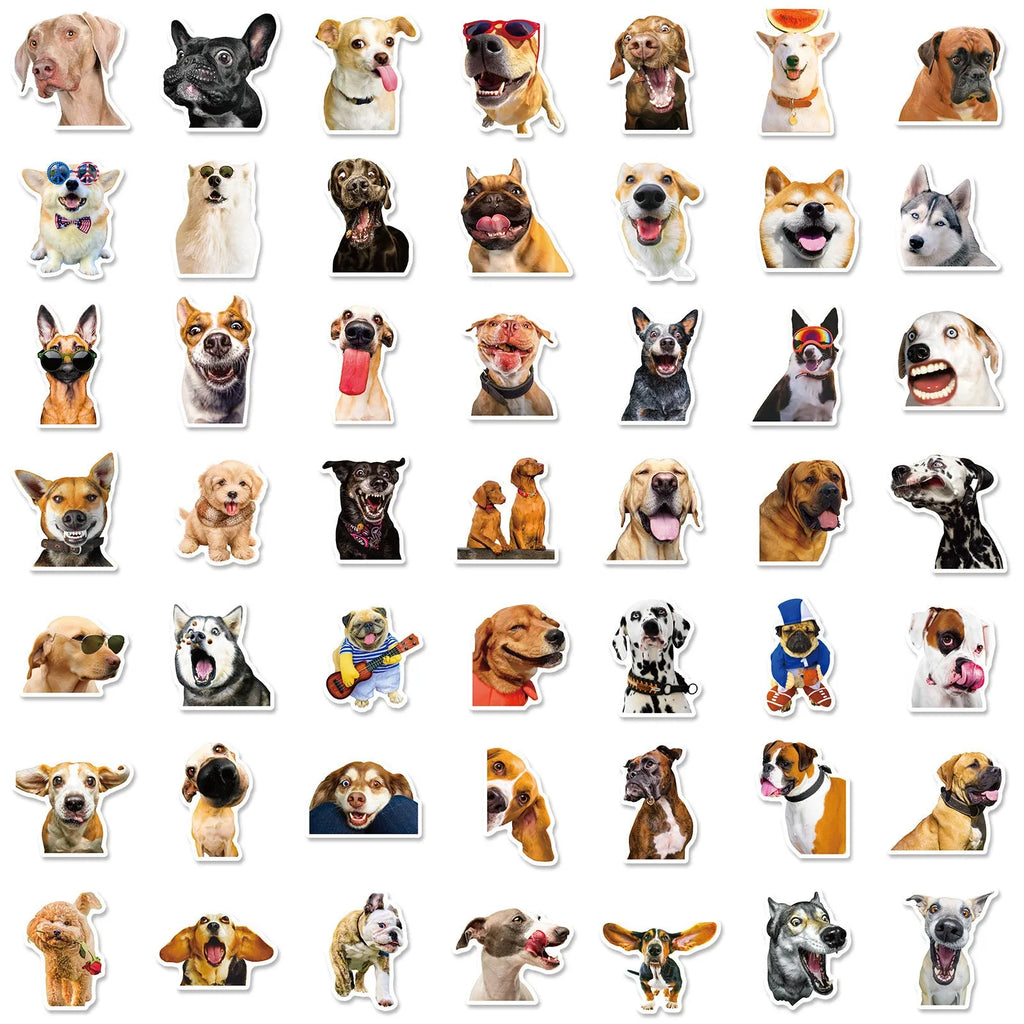 100 sheets of realistic dog facial expression stickers with Nordic style designs and waterproof adhesive backing