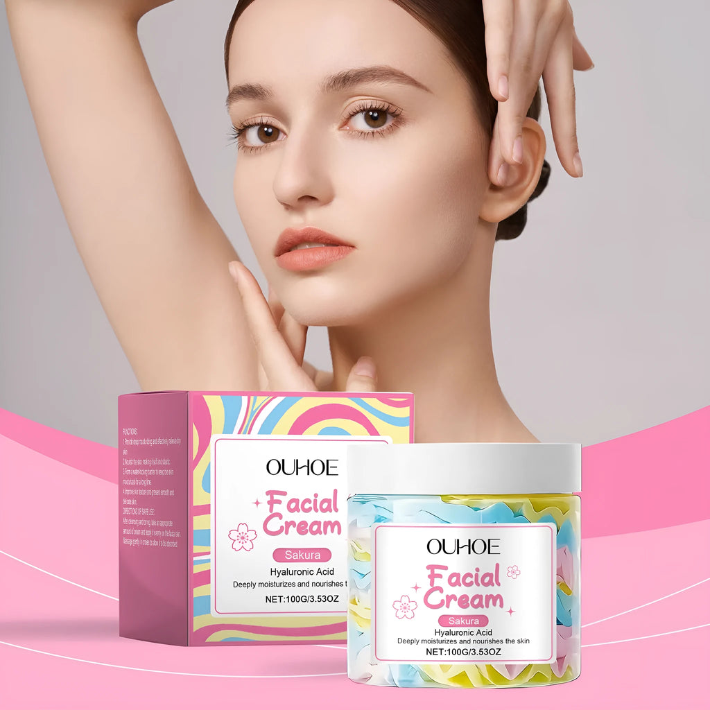 Sakura Butter Cream in round 5.7cm jar with 100g net content for facial moisturising