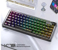 Attack Shark K75RGB wireless mechanical keyboard with transparent white case showing RGB lights and gasket mount.