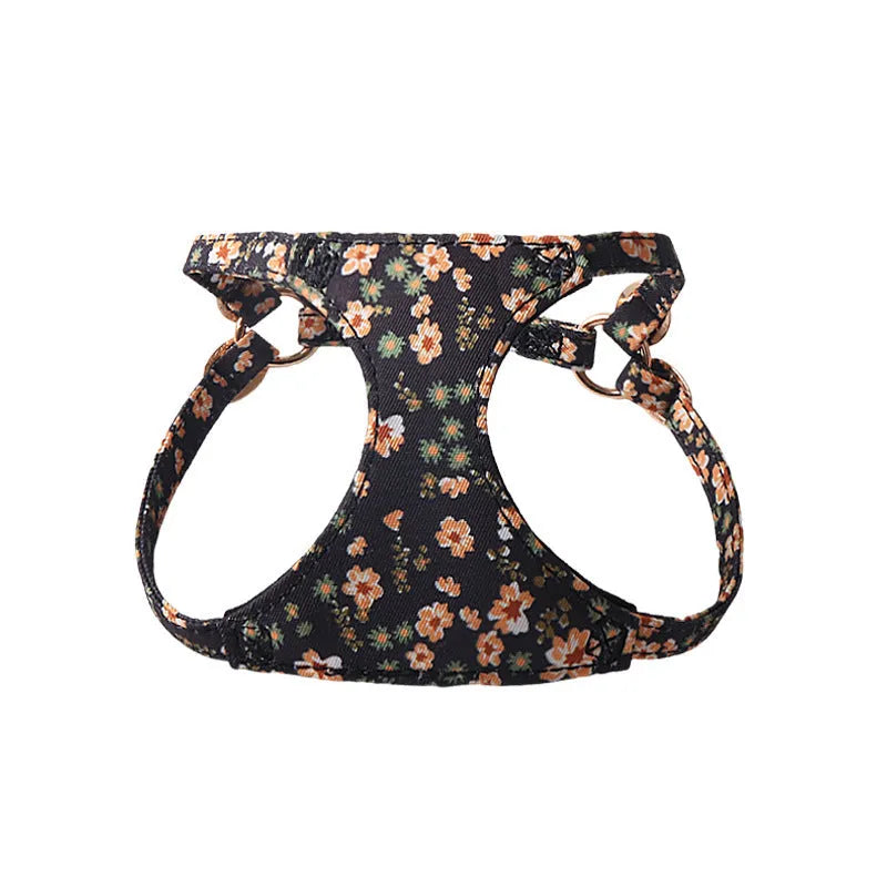 Floral series pet harness suit with hand holding rope in multiple colour options