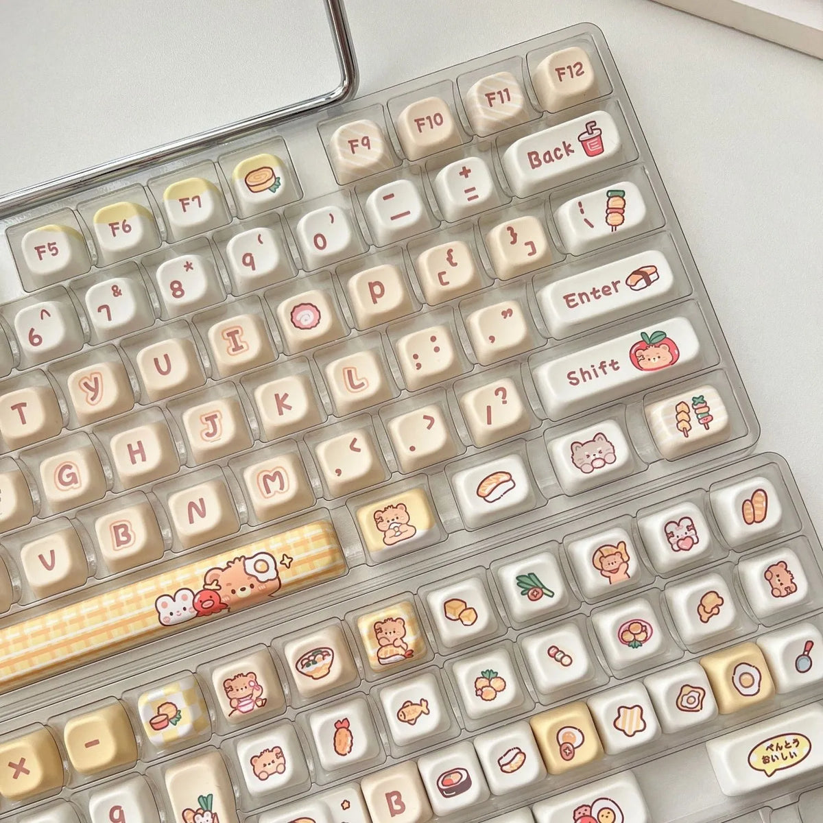 140 PBT key caps with rabbit bear restaurant designs in EOA height profile