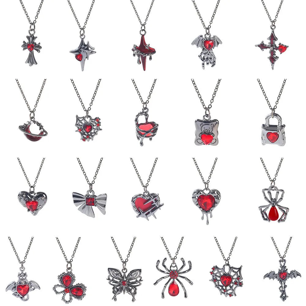 A Halloween necklace with a dark gothic-style zinc alloy pendant on an alloy chain.