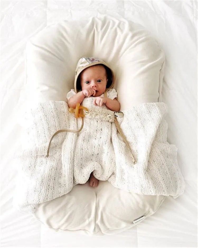 Cotton baby nest crib 75x45cm with PP filler in beige colour