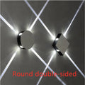 Square and round LED wall light with aluminium body and iron lampshade in 141x141x45mm dimensions