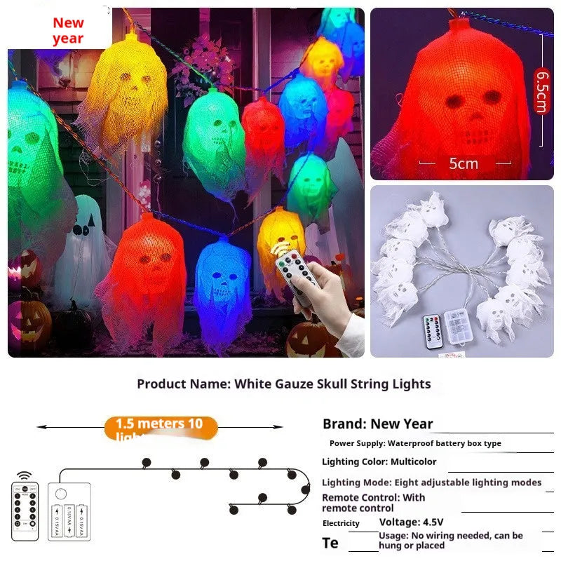 Halloween battery-powered LED fairy lights in plastic housing for indoor wall decoration