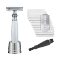 Copper manual shaving razor with olive wood handle and aluminium alloy razor holder