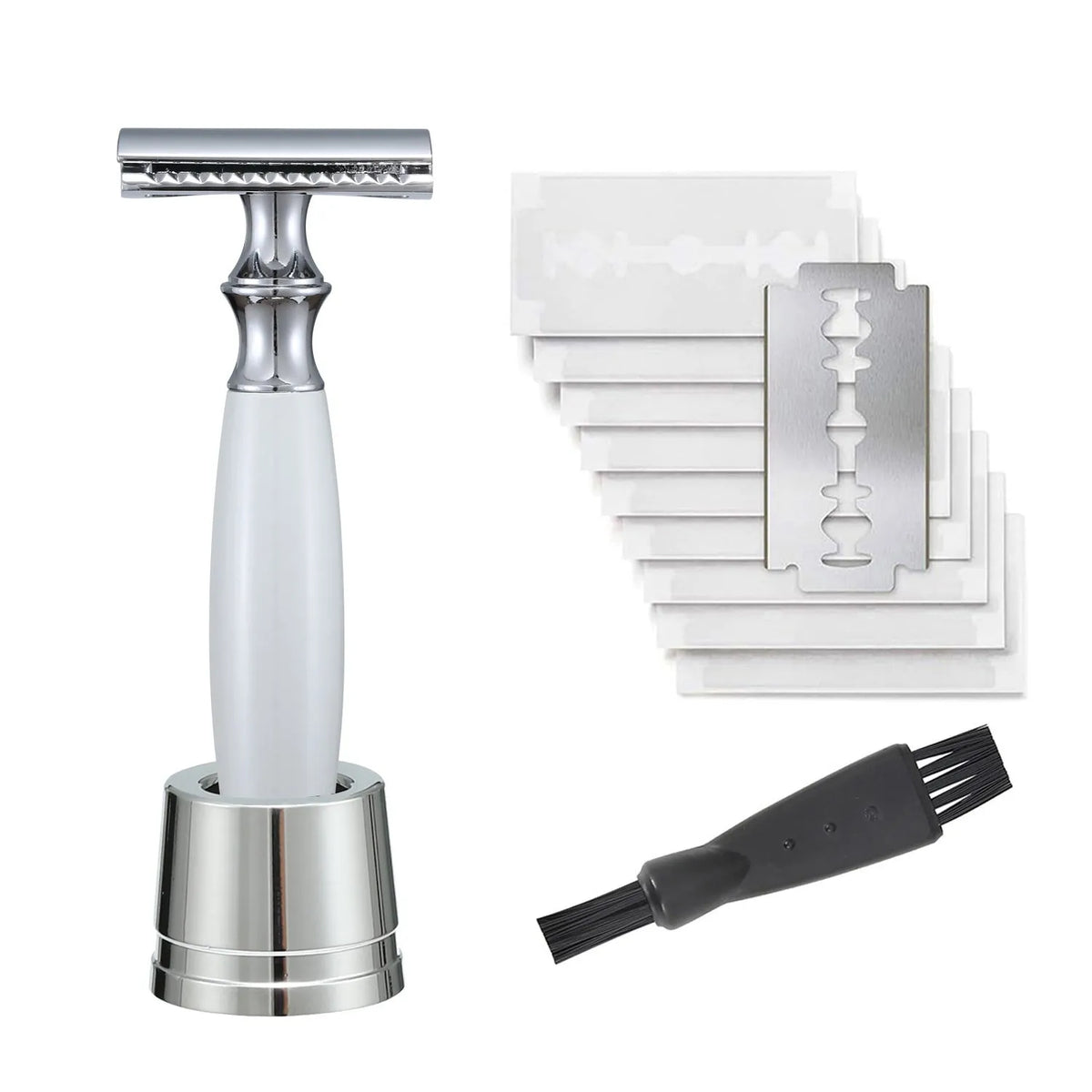 Copper manual shaving razor with olive wood handle and aluminium alloy razor holder