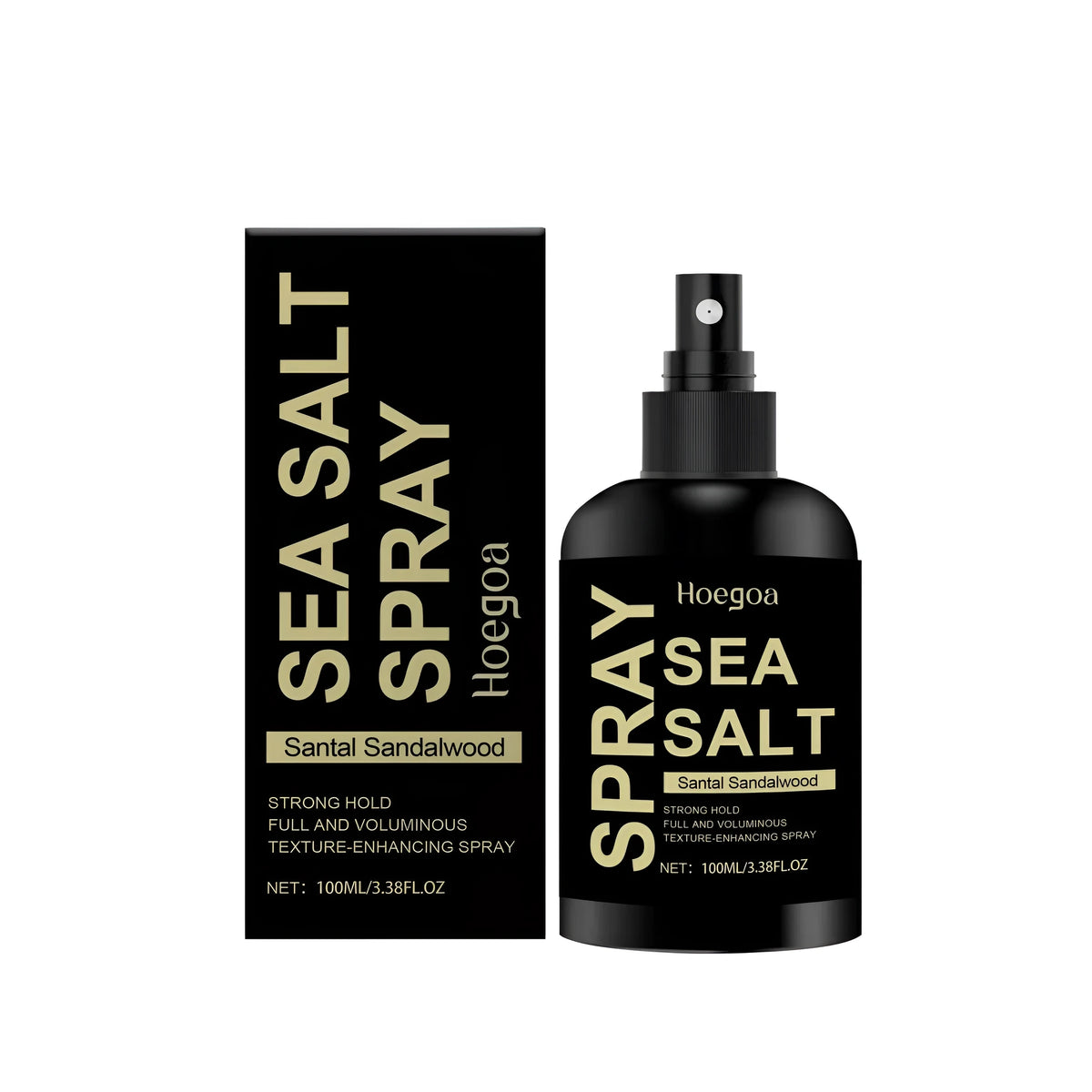 100ml aerosol can of sea salt and sandalwood hair styling spray on a white background
