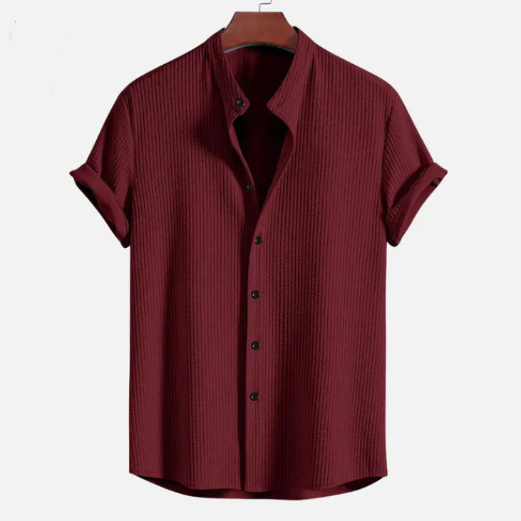 Men's loose fit short sleeve casual shirt in various colours showing summer wear option