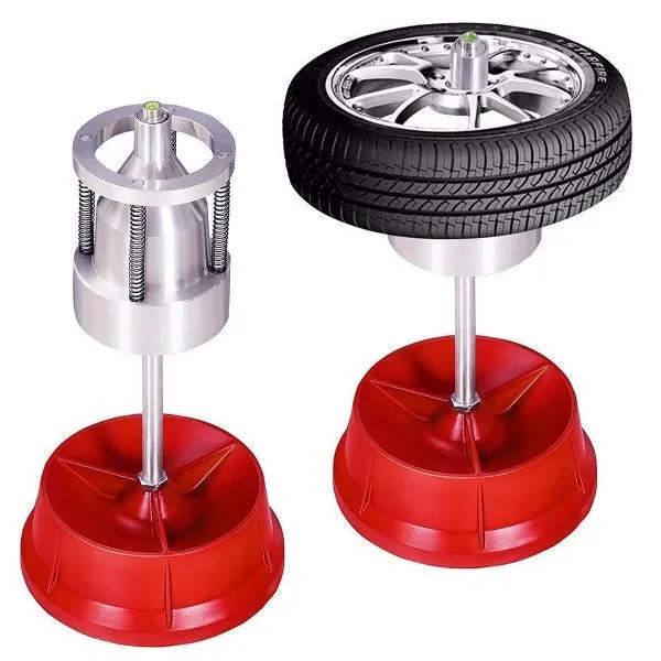 Portable hub balancer for tyre balancing with aluminium head and bull's eye level on enamel base