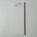 Vertical B5 half size English learning notepad with pink soft cover showing double-sided printed pages