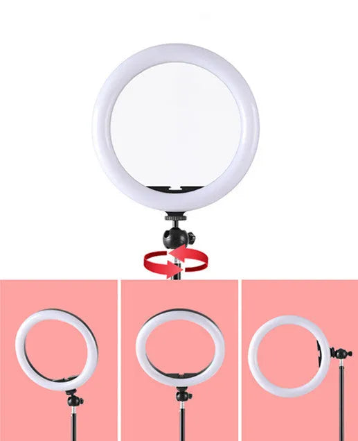 Smartphone ring selfie light with 10-inch fill light on adjustable 19cm metal bracket