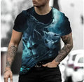 Men's retro 3D animal print short-sleeved T-shirt in polyester bird eye cloth