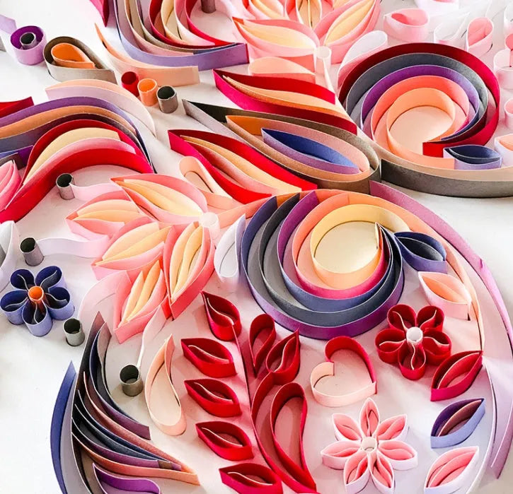 20-inch blue butterfly quilling illustration material pack with craft tools on white background