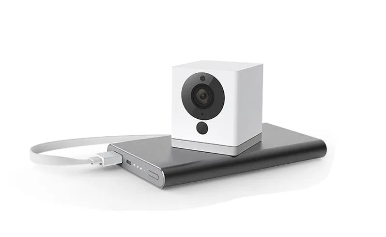 White 50x50x56mm indoor WiFi camera with 1080P resolution, 110° wide-angle lens, and night vision