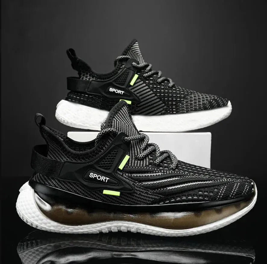 Men's low top fly woven mesh sneaker with rubber sole in solid color