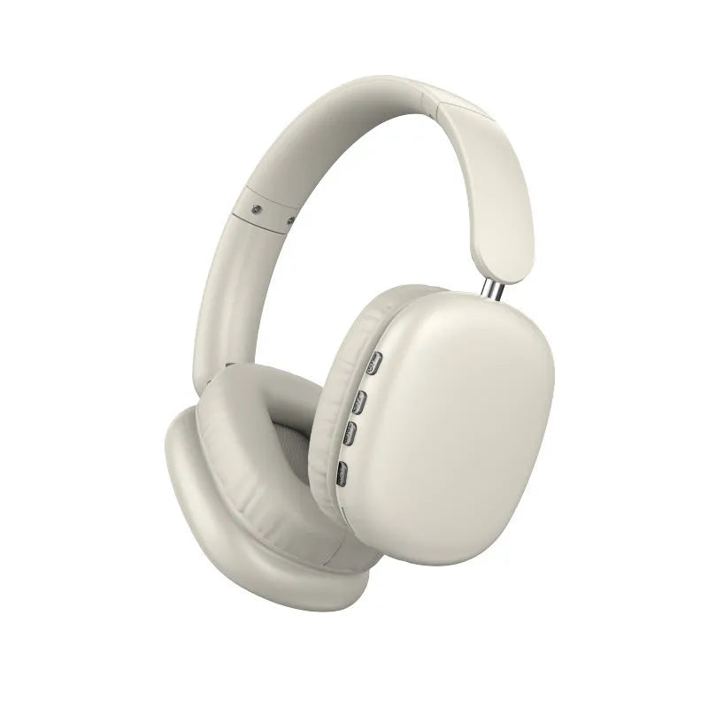 Bluetooth over-ear sports headset with leather earmuffs, 3.5mm plug, microphone, and Type-C cable in colour box
