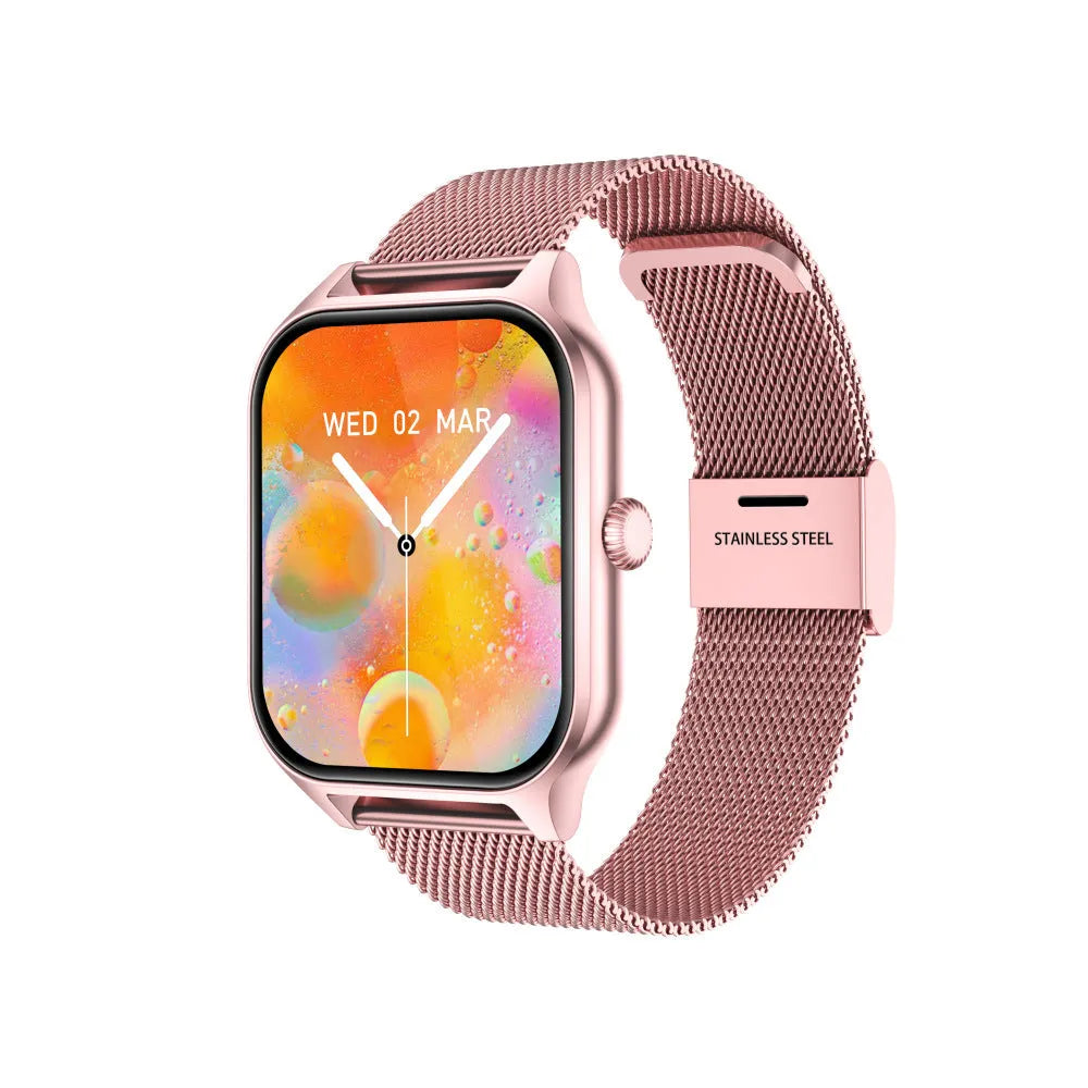 Multi-sport smart watch with custom dial, 12mm alloy case, in rose gold, black, silver or gold, supplied in a gift box