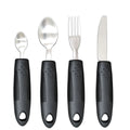 Stainless steel anti-shake tableware set with rubber handle for elderly food aid