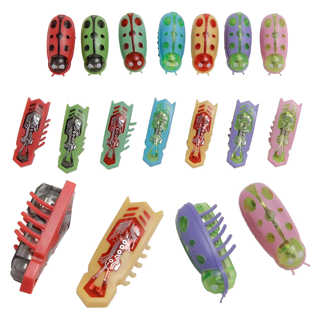 Mini electric ladybug cat toy crawling on surface with 12 angular legs visible