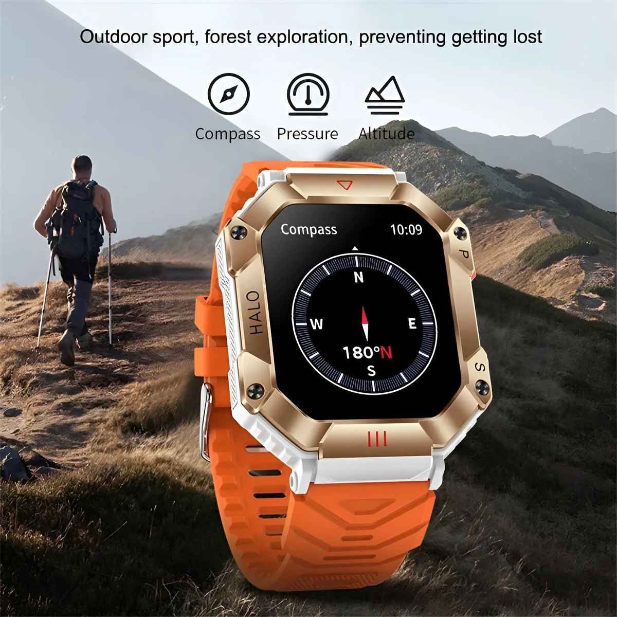 Android GPS smart watch for women with black resin dial and titanium alloy case on multiple strap options