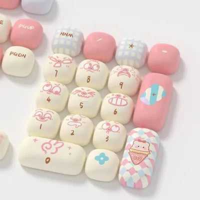 Sublimation cartoon pig party theme keycap set full collection for mechanical keyboard