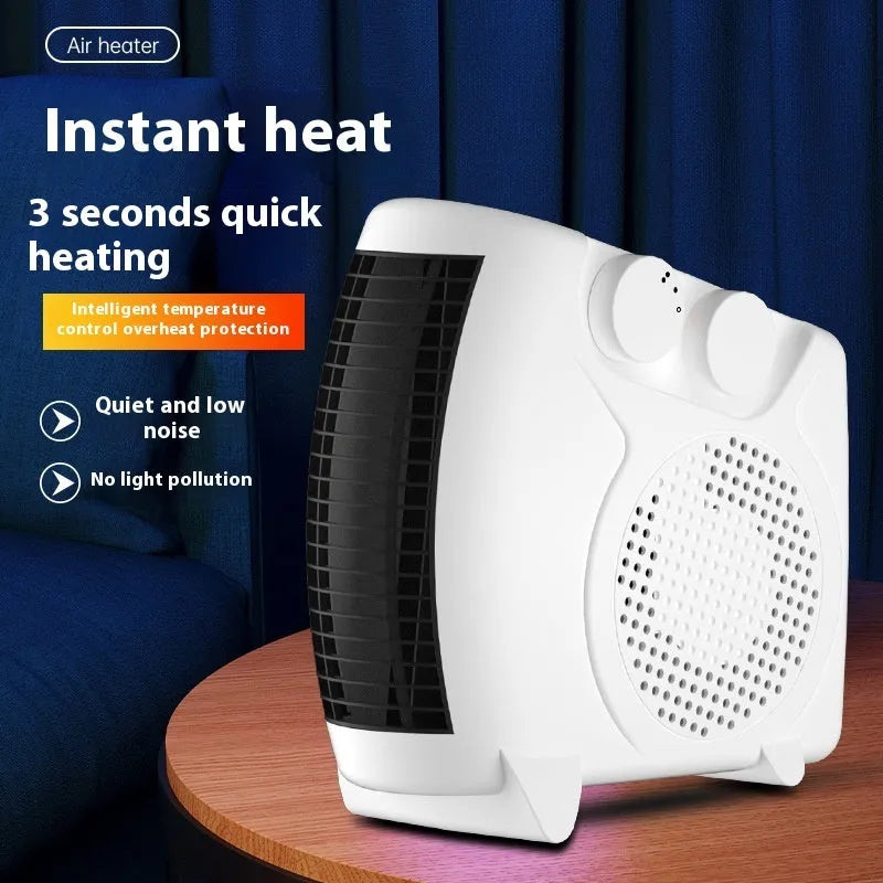 White vertical desktop electric heater with dimensions 290mm wide by 2240mm high