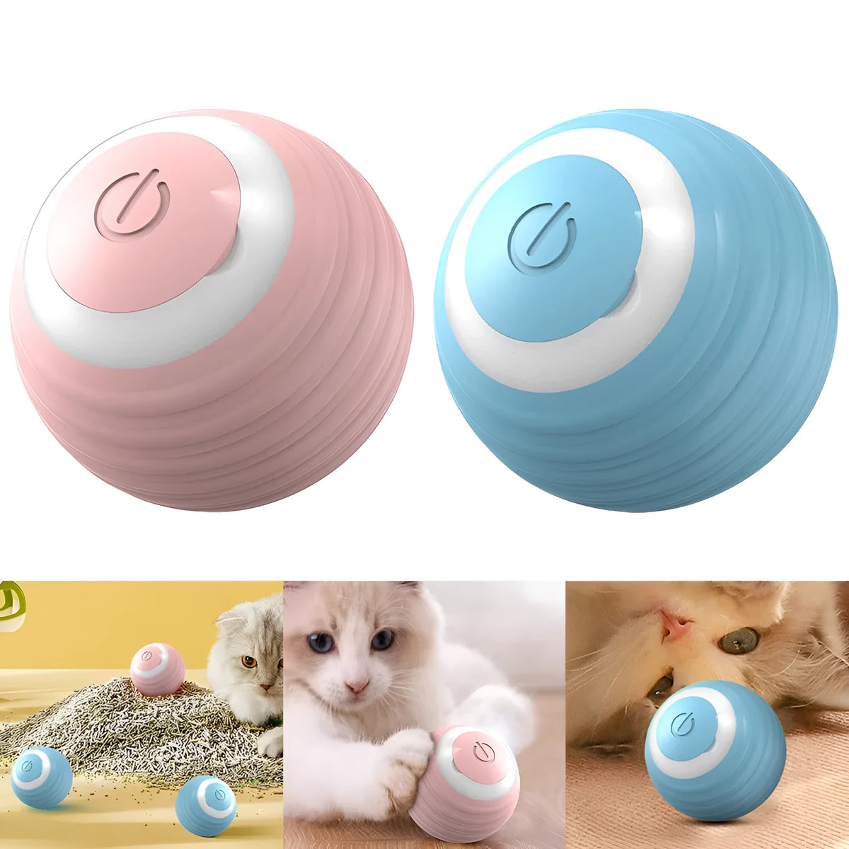 Rechargeable automatic moving bouncing ball smart cat toy in blue and pink colours