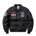 Men's blue retro cotton-padded coat with stand collar, embroidery, and patch pockets.