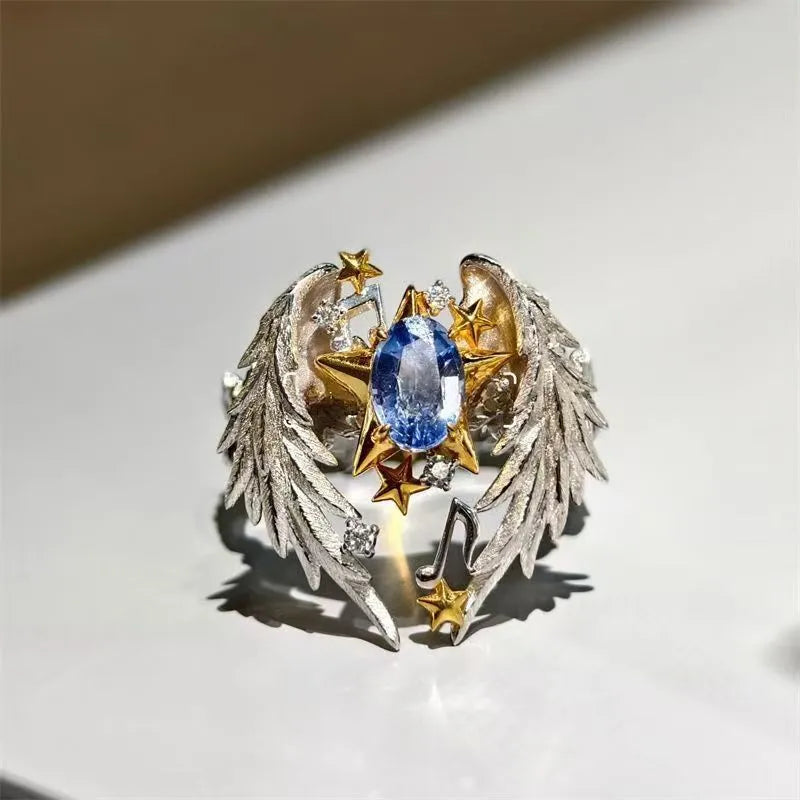 Geometric adjustable alloy ring with open mouth design and oiling treatment finish